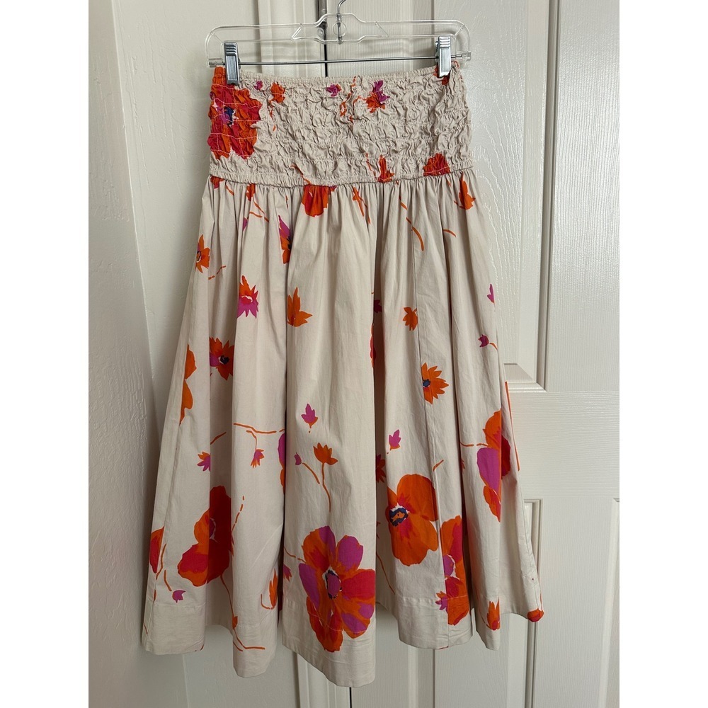 Free People Pop-Pop Poppy Two Piece Set Popcorn Crop Top Midi Skirt Floral XS - Picture 4 of 10